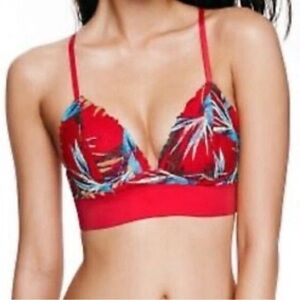Victoria's Secret Pink Bralette size L woman’s red lightly lined tropical bra
